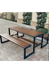 Metal Oturma Bankı & Ahşaplı Bahçe Balkon Bank Masa Takımı